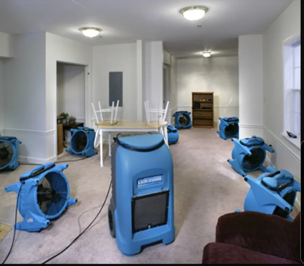 Air movers and dehumidifier setup for Water Extraction & Removal in West Columbia